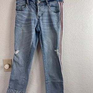 DEAR JOHN PLAYBACK CUFFED CROPPED STRAIGHT LEG DISTRESSED JEANS Sz 25